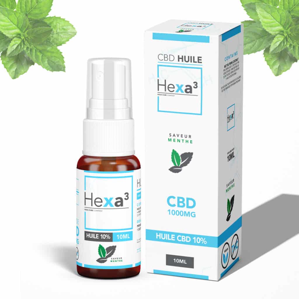 huile CBD 10% menthe en spray 10ml Hexa3