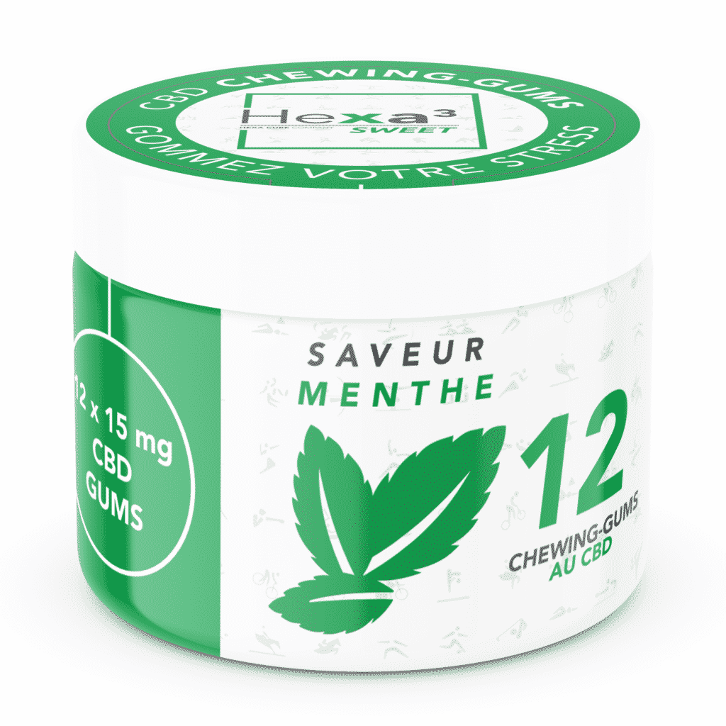 boite de chewing-gums CBD menthe Hexa3