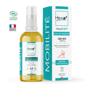huile de massage cbd bio 1000mg 100ml Hexa3